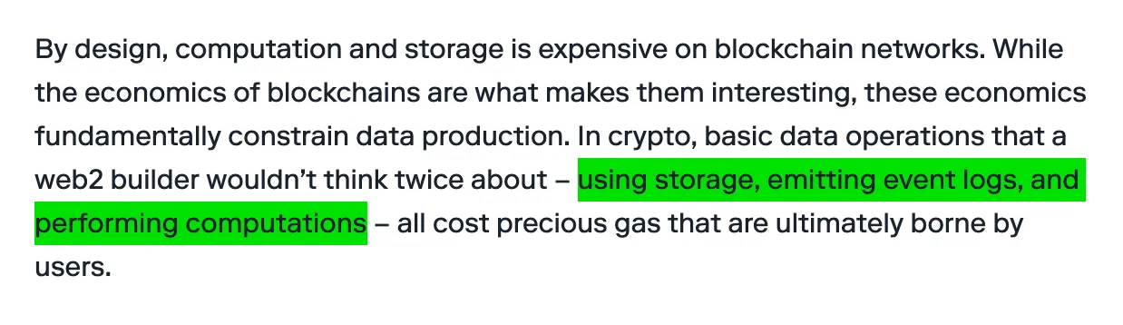 Highlighted excerpt from Shadow’s article: using storage, emitting event logs and performing computations all cost gas that users ultimately pay